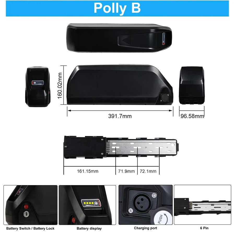 ChamRider DM427 PollyB Battery - 48V27AH High-Capacity Down Tube Battery for Long-Range Commuting & Food Delivery E-Bikes | Ultra Durable, Cost-Effective Power Solution