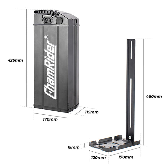 ChamRider 50AH Super Fish Battery - 48V E-bike Battery | DT450/DTS425 Compatible | Polymer cell, 50A BMS | Large-Capacity for European Food Delivery Riders