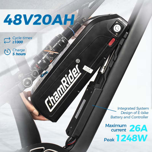 ChamRider DH420 E-Bike - 250W/750W Powerful Full Suspension E-Mountain Bike 48V20AH Battery, 50km/h Top Speed - Ready for European Commutes & Off-Road