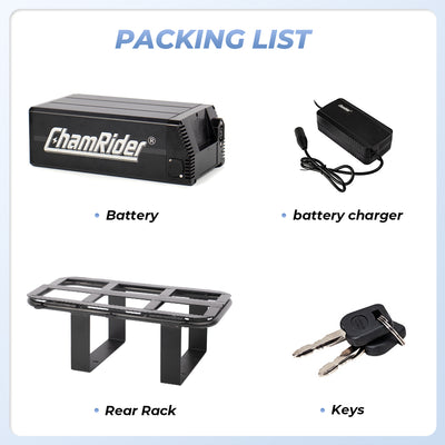 ChamRider Delivery A Battery - 48V32AH High Capacity Rear Rack Battery with Polymer Cells | Boost Your Range for European Food Delivery & Courier Riders - Perfect Dual Battery Add-On for Extended E-Bike range