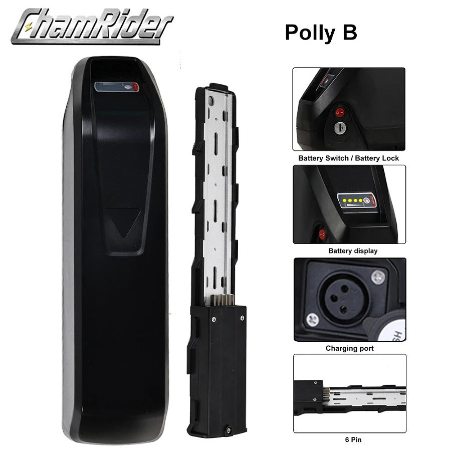 ChamRider DM427 PollyB Battery - 48V27AH High-Capacity Down Tube Battery for Long-Range Commuting & Food Delivery E-Bikes | Ultra Durable, Cost-Effective Power Solution