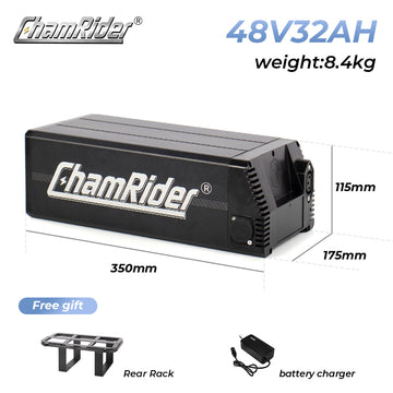 ChamRider Delivery A Battery - 48V32AH High Capacity Rear Rack Battery with Polymer Cells | Boost Your Range for European Food Delivery & Courier Riders - Perfect Dual Battery Add-On for Extended E-Bike range